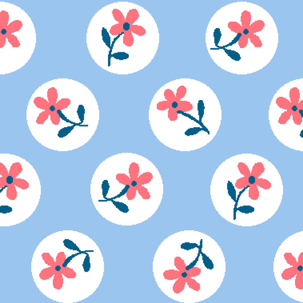 Circle Sprouts, Pale Blue Fabric