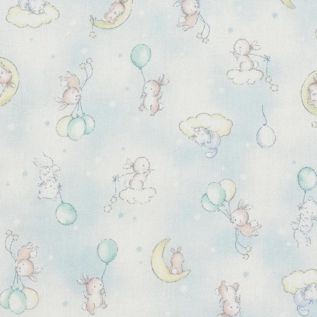 Kitty-cat and Bunny Cotton Double Gauze - Sax Blue YPA-66020-2