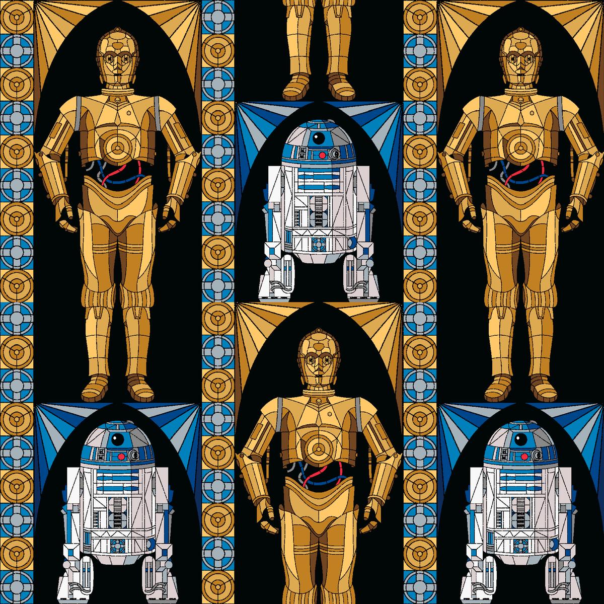 STAR WARS Stain Glass Droids Fabric