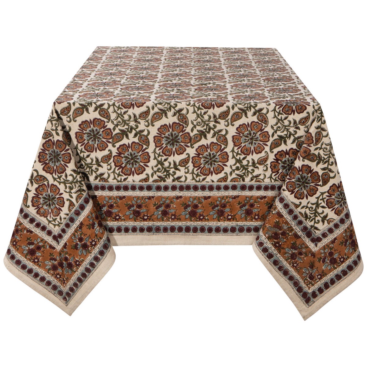 60x90 Elysian Block Print Tablecloth