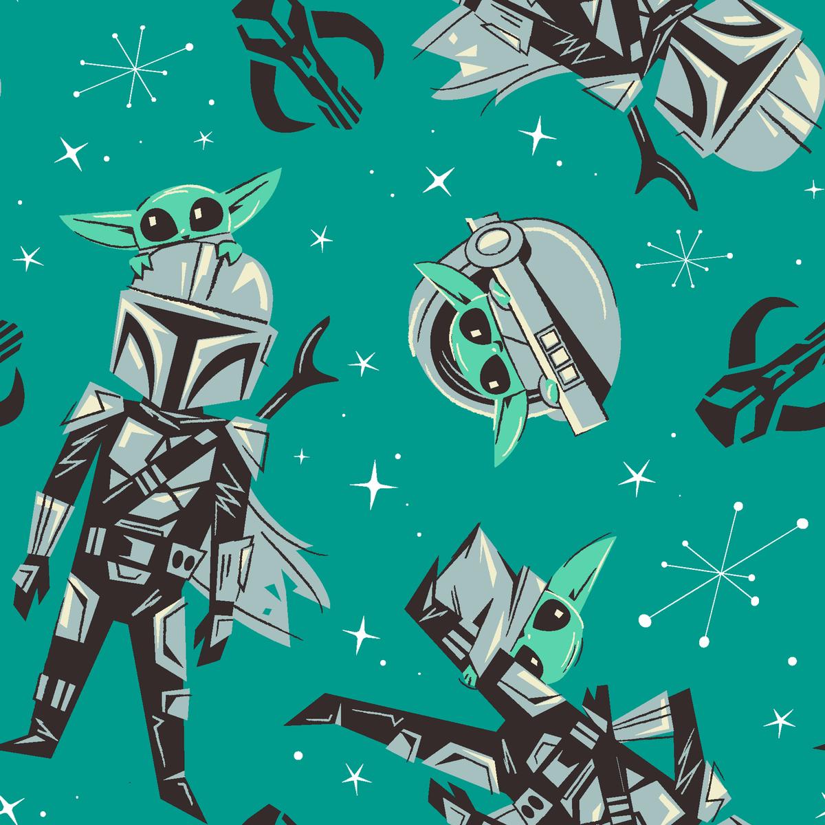 STAR WARS Mandalorian and Grogu on Vibrant Green