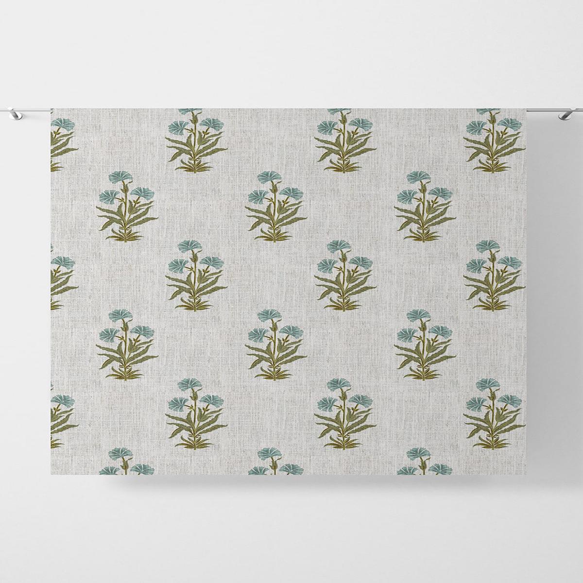 'Fresh Flora' Fabric by the Yard (Green/ Blue/ White)