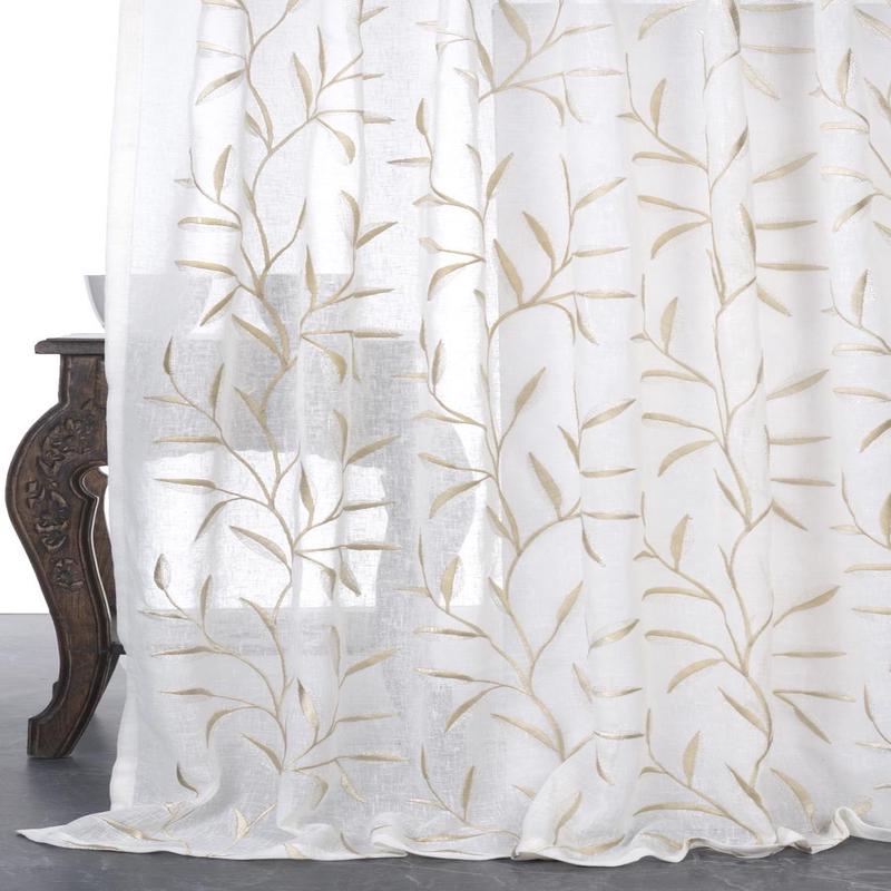 'Swish Wind' Fabric by the Metre (White/ Beige)