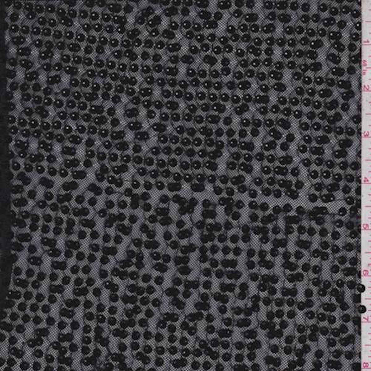2 YD PC-Black Mini Circle Sequin Mesh Fabric