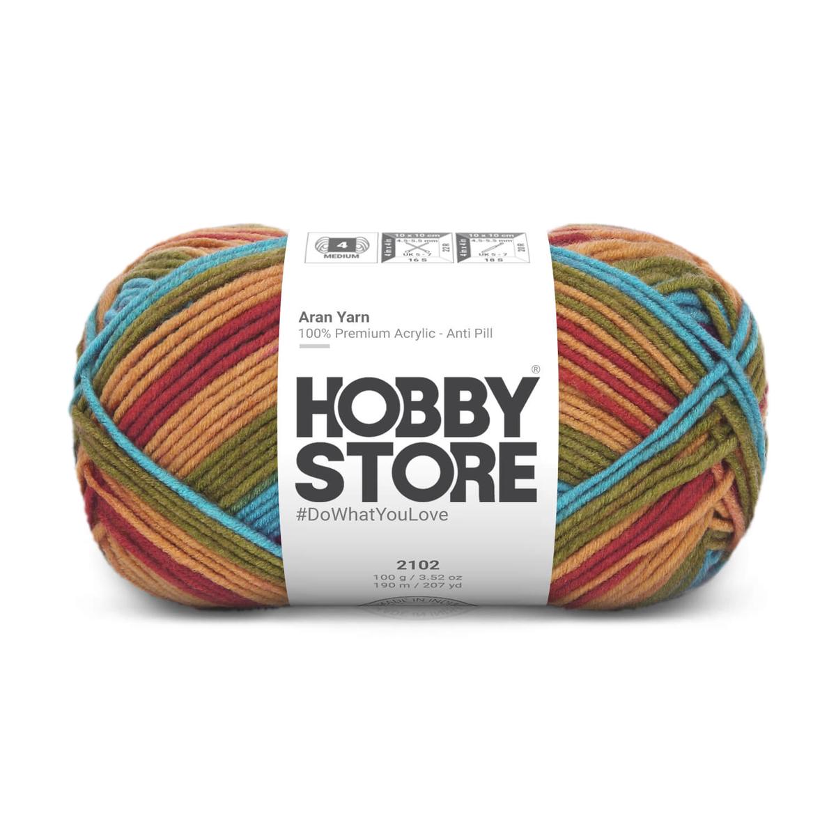 Aran Anti-Pill Yarn by Hobby Store - Multi-Color 2102