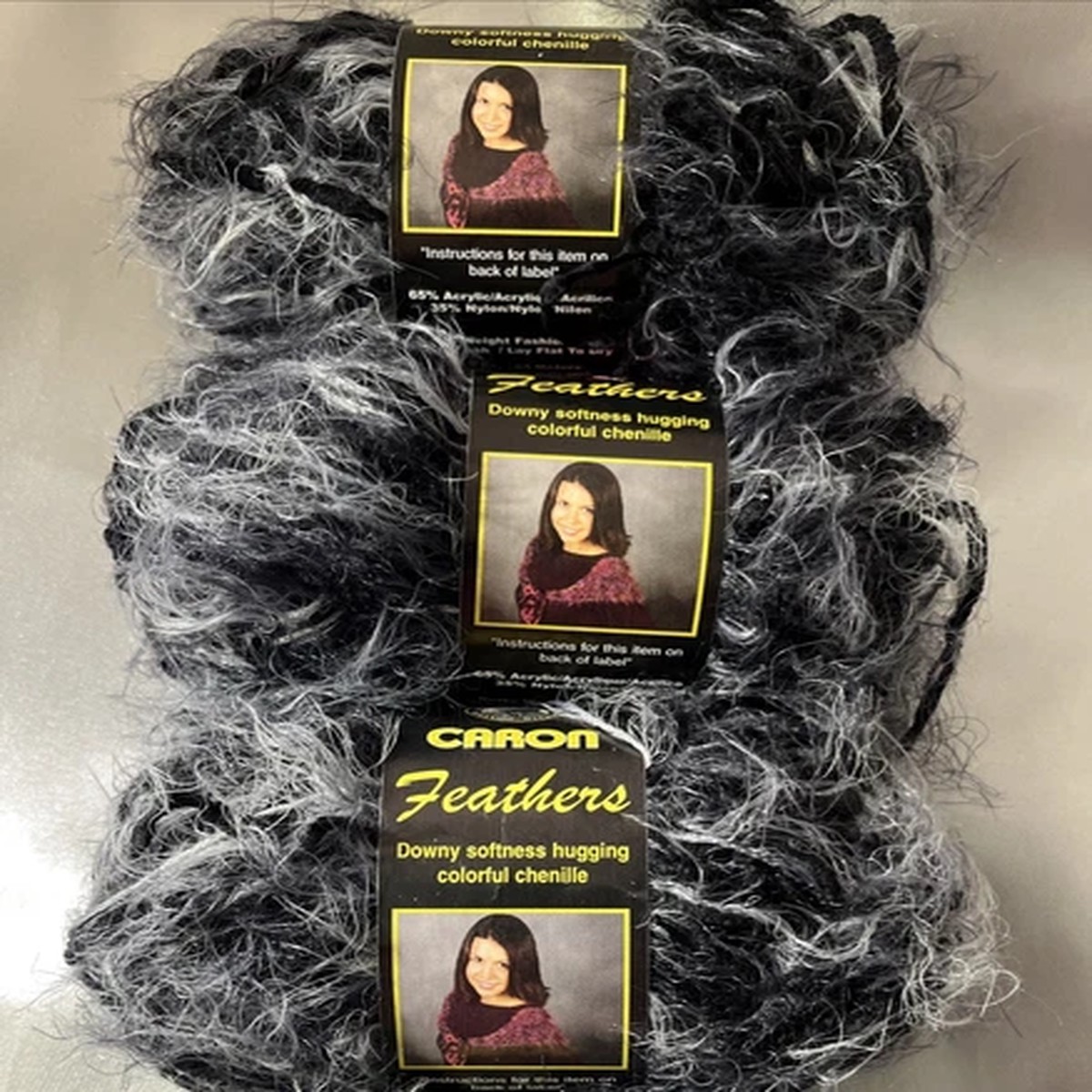 (3) Caron FEATHERS Yarn #6 SEAGULL CHENILLE EYELASH 50g 70 Yds 1 .76 Ounce NEW