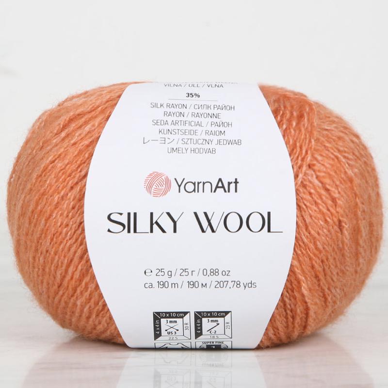 YarnArt SILKY WOOL Hand Knitting Yarn, Orange - 338