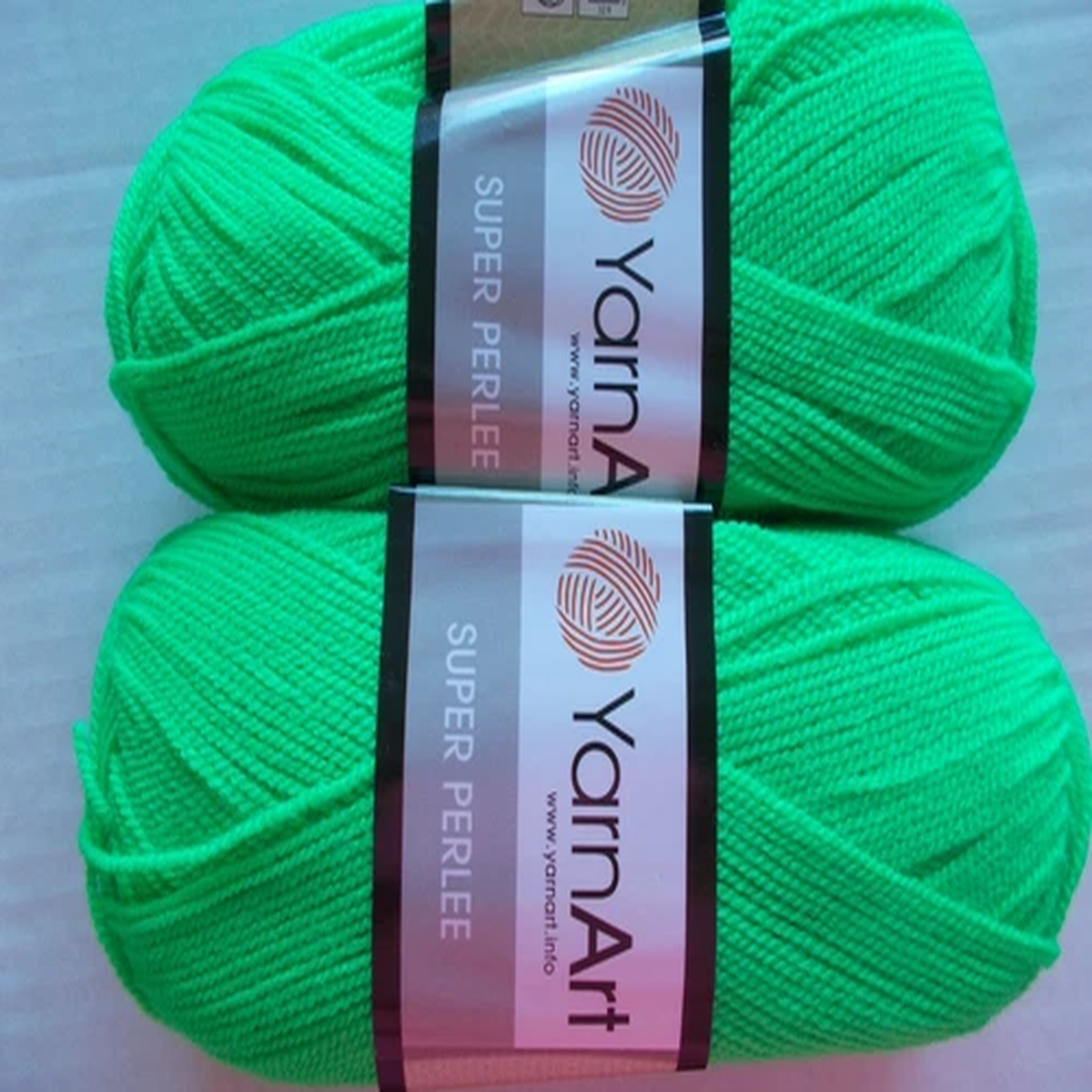 YarnArt Super Perlee yarn, Lime (bright green)(#8233), lot of 2, (437 yds ea)