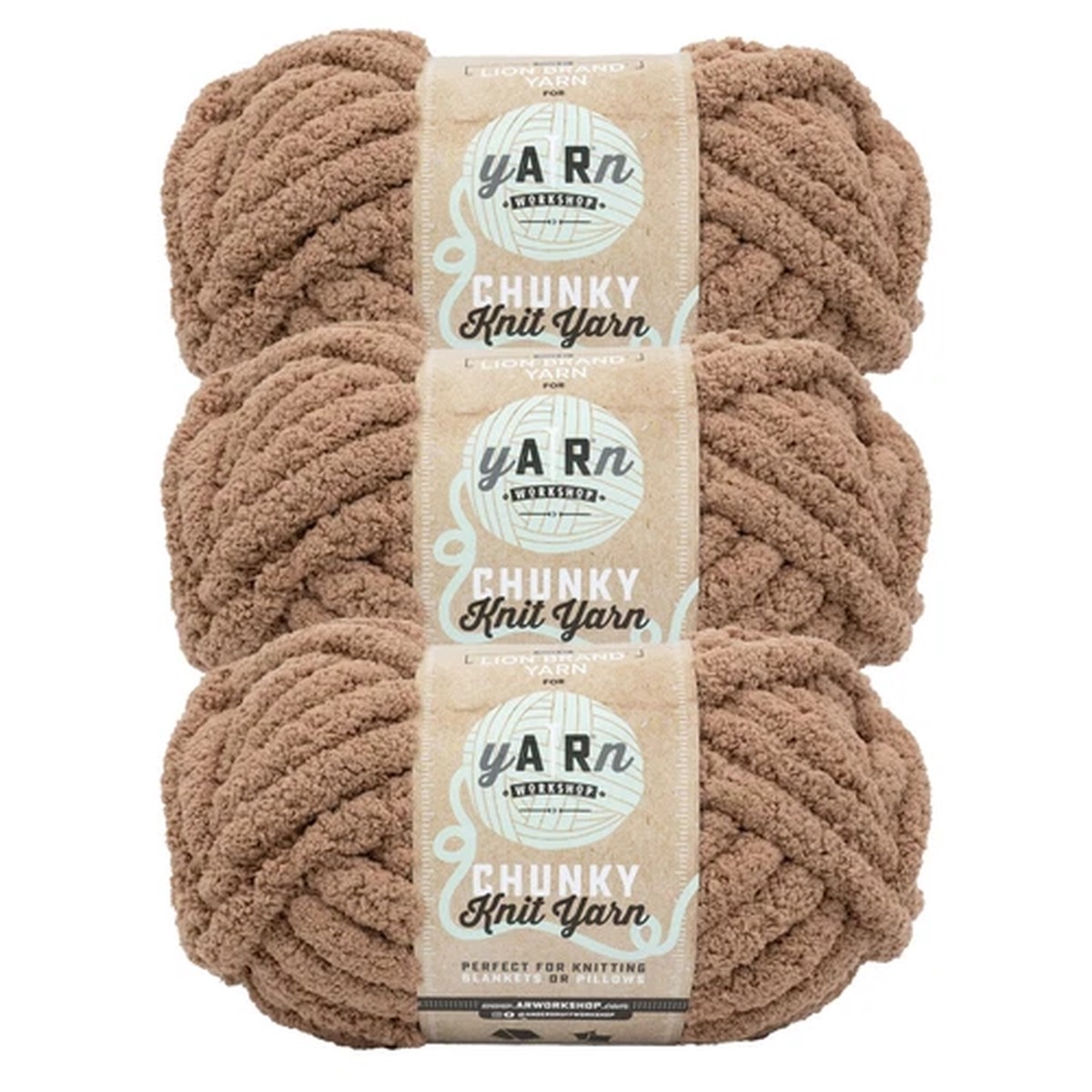 (3 Pack) Lion Brand Yarn 951-122AK AR Workshop Chunky Knit Yarn, Mocha