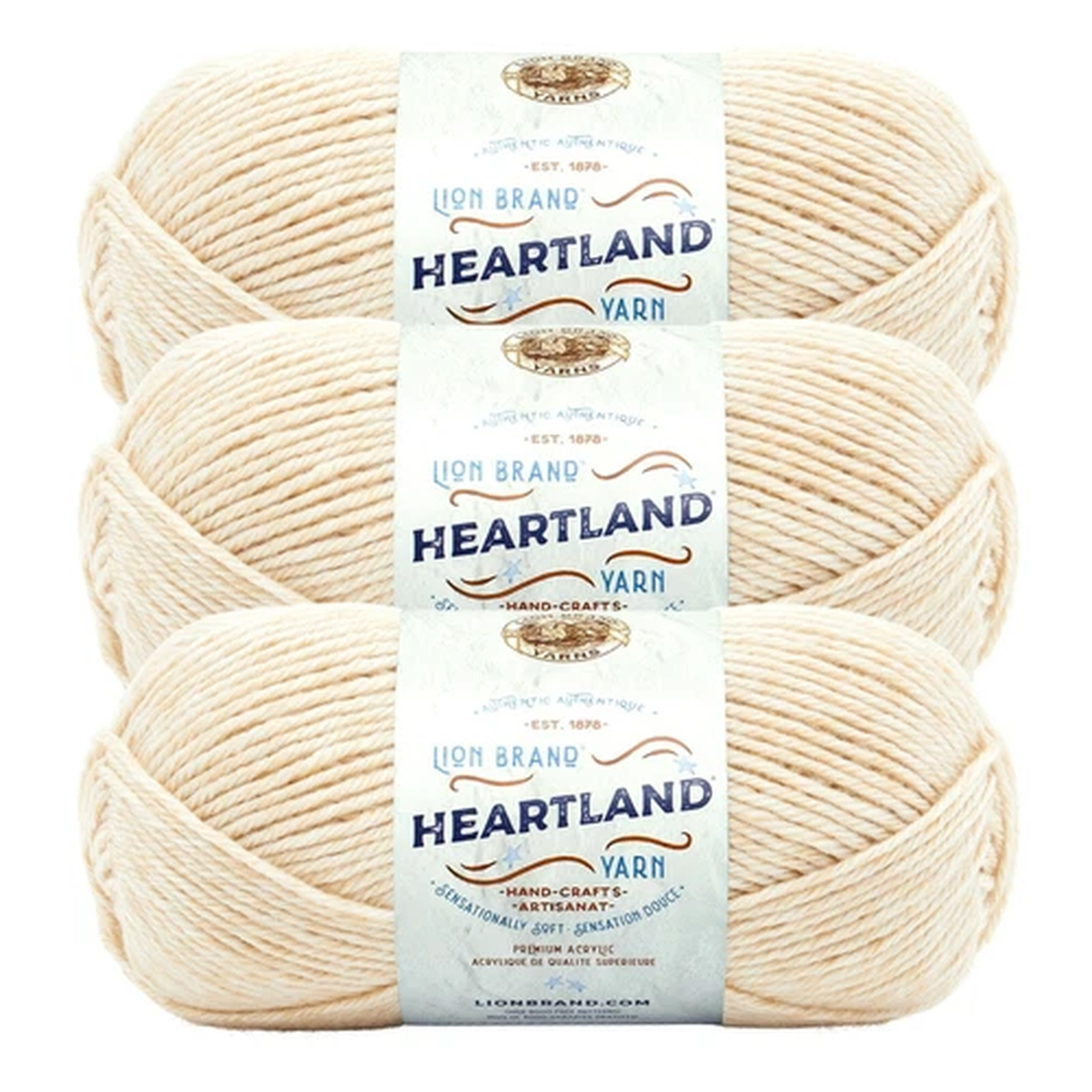 (3 Pack) Lion Brand Yarn 136-098U Heartland Worsted Weight Yarn, Acadia