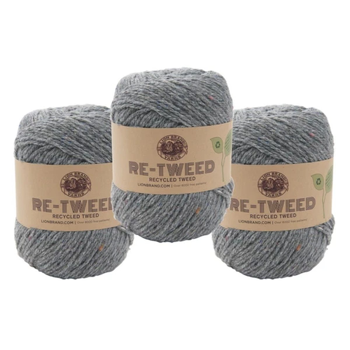 (3 Pack) Lion Brand Yarn 253-149AP Re-Tweed Yarn, Arctic Ice
