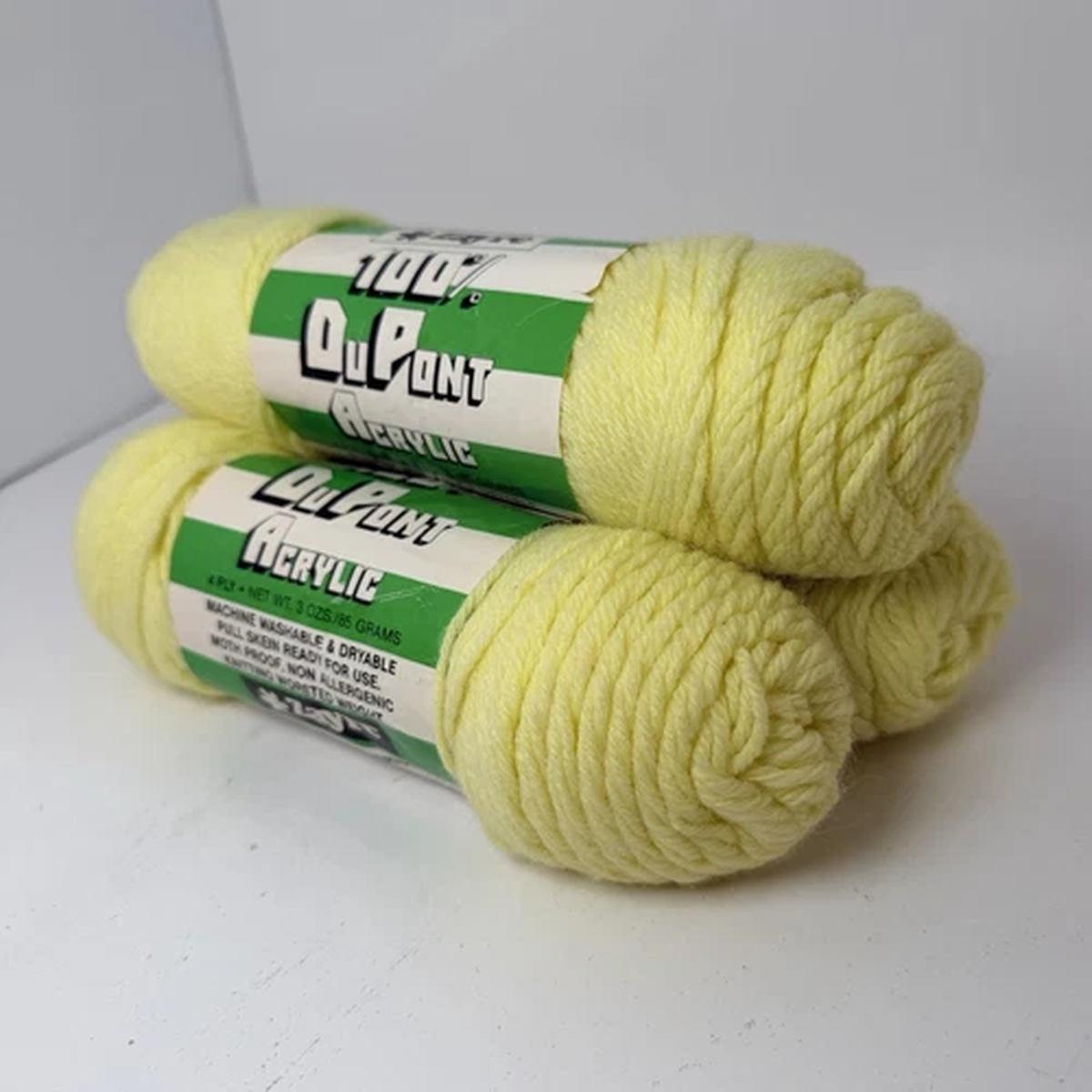 Zayre DuPont Acrylic 4 Ply Baby Yellow Vintage Knitting Worsted Yarn Lot of 3.