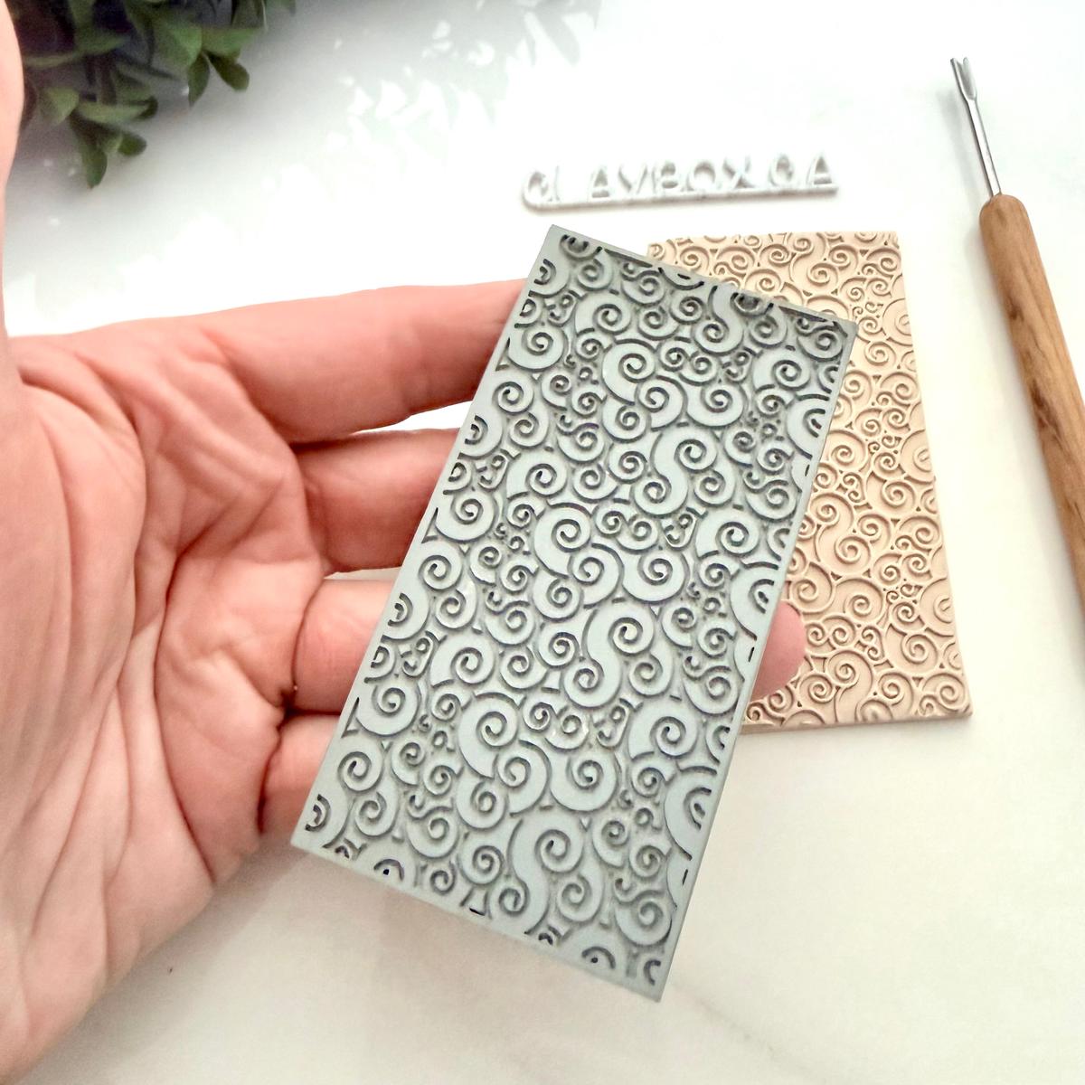 Curls Texture Mat for Polymer Clay - 2x4 Rubber Embossing Sheet