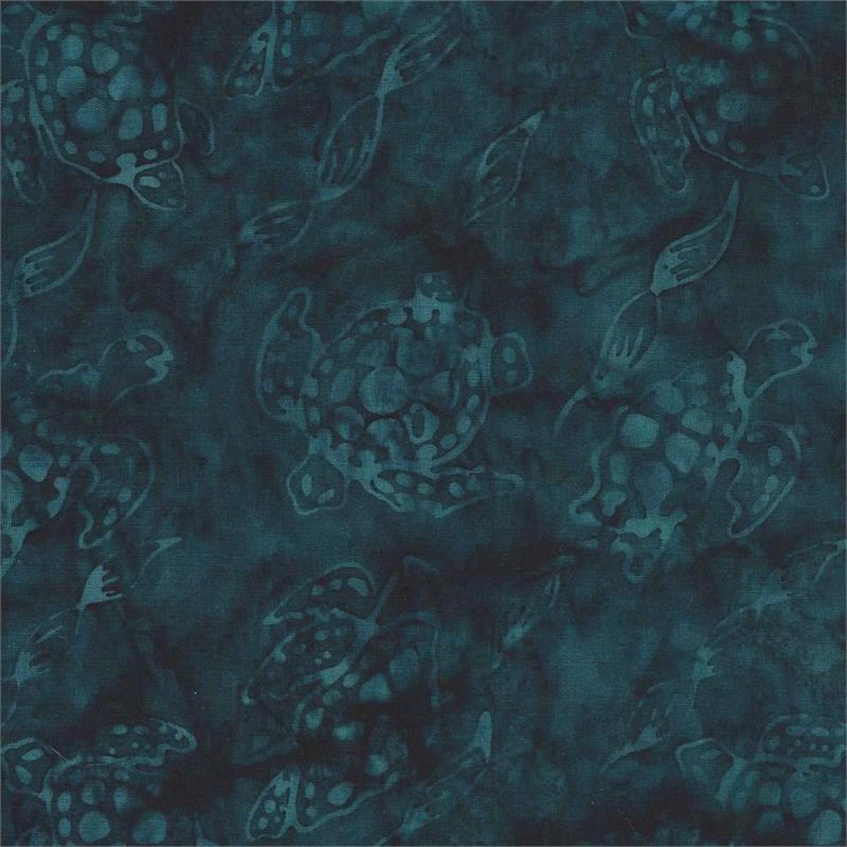 Batik Textiles - Deep Teal Sea Turtles
