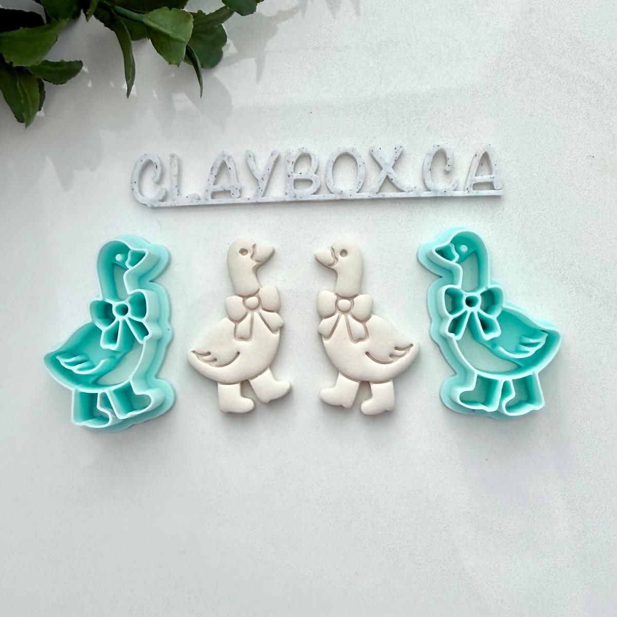 Cute Goose Clay Cutter  Goose with Bow and Rain Boots  Farmhouse Polymer Clay Cutter