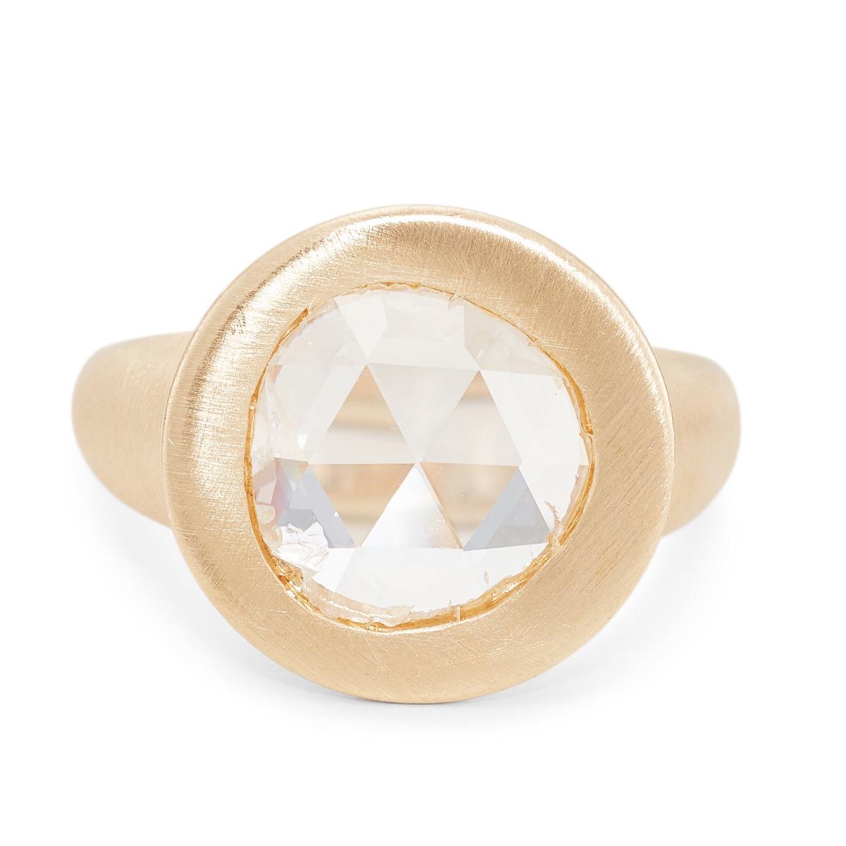 Antique Rose Cut Diamond Sculptural Engagement Ring, 1.25 Carats