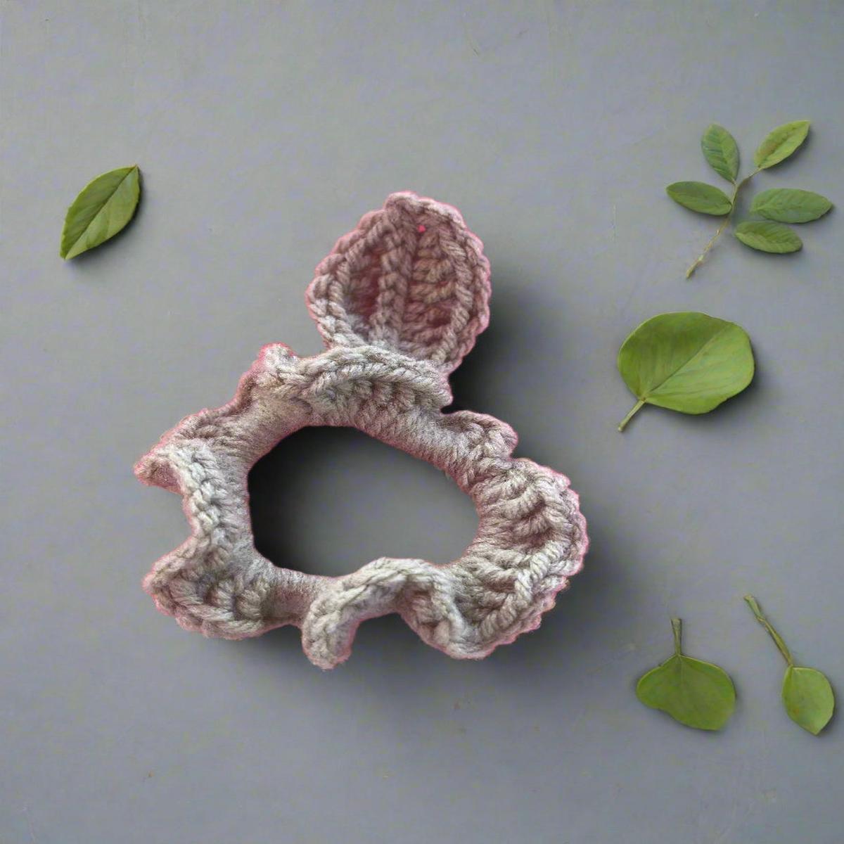 Crocheted Leaf Scrunchie  Nature-Inspired Hair Accessory