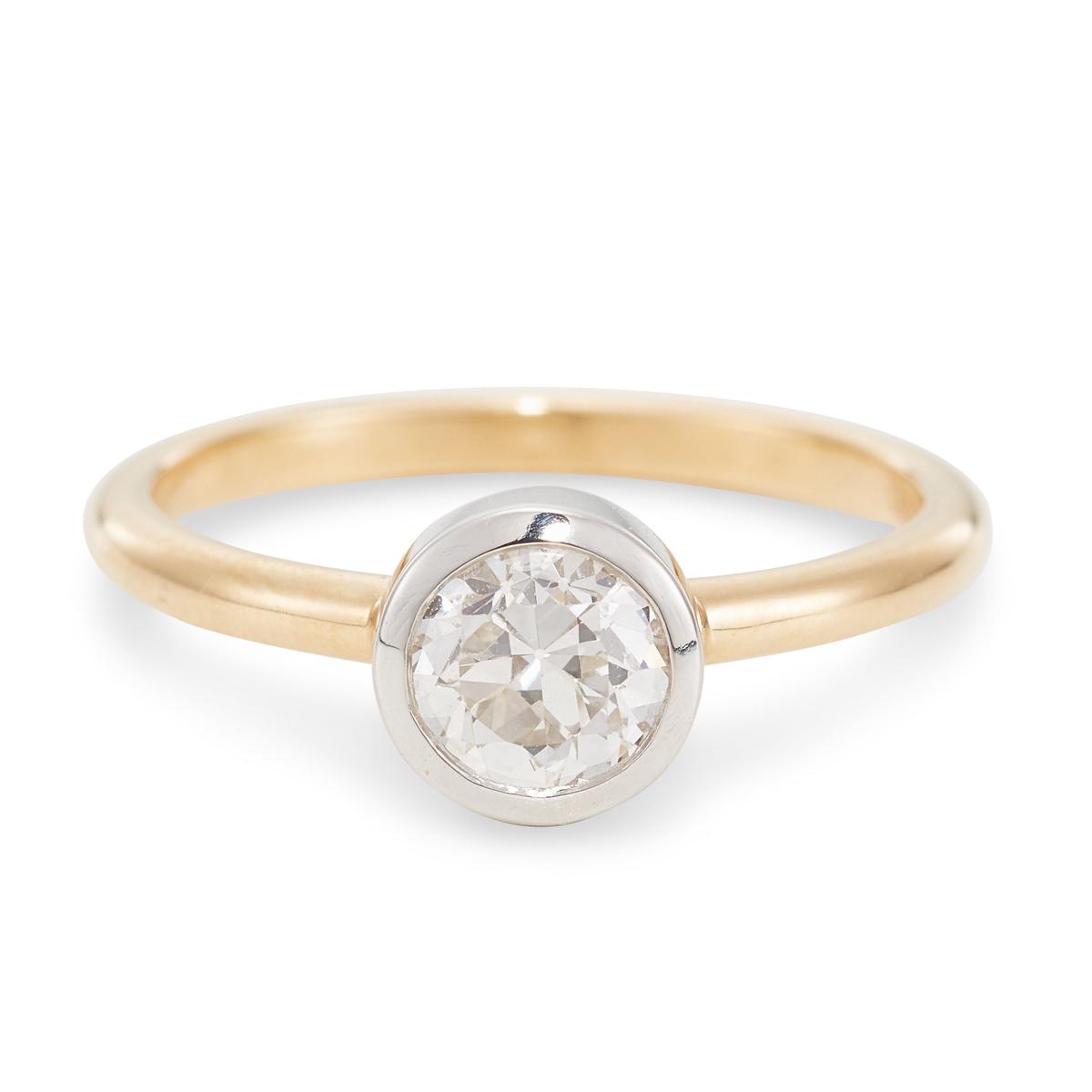 Old European Cut Diamond Engagement Ring, 0.87 Carats