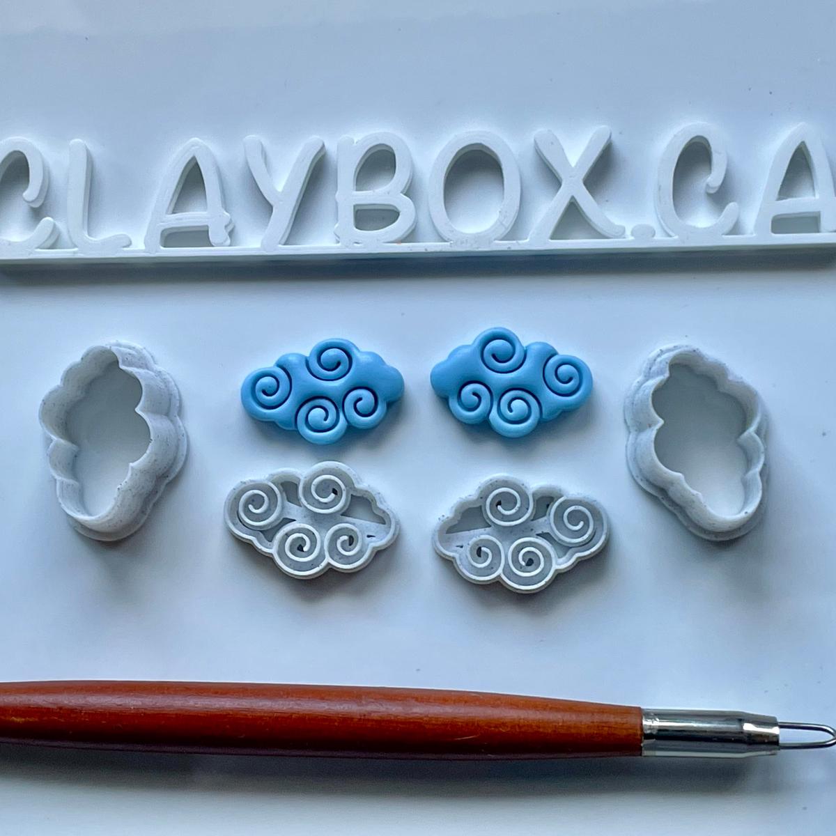 Cloud Stamp and Cutter Pair  3D Printed Polymer Clay Tools  Left/Right Cloud Design for Clay Crafts