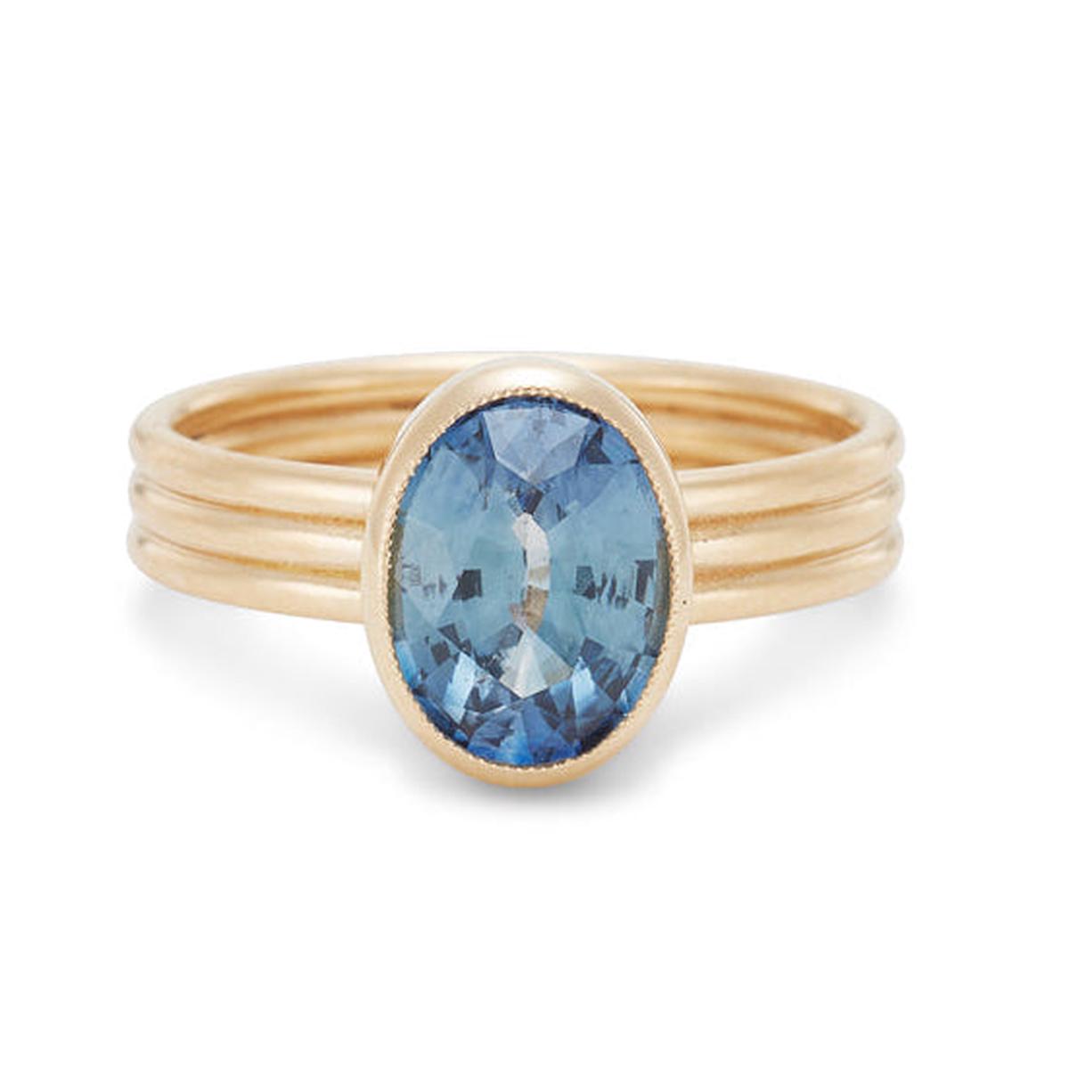 The Zoe, 18k Sapphire Triple Band Engagement Ring, 2.32 Carats