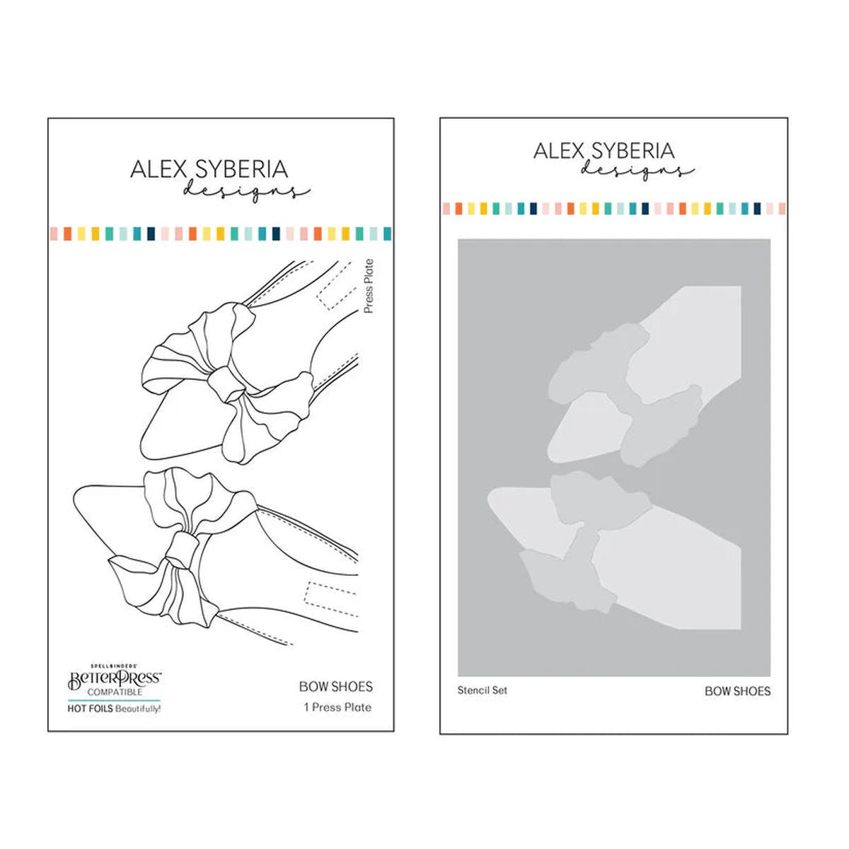 Alex Syberia Designs Bow Shoes Press Plate & Stencil Set Bundle