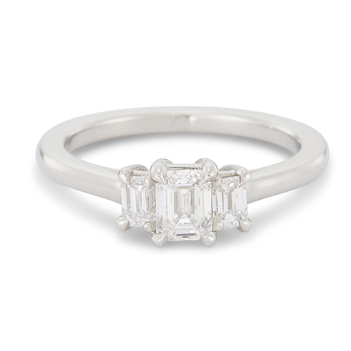 The Emma, Three Emerald Cut Diamond Engagement Ring, 0.80 Carats