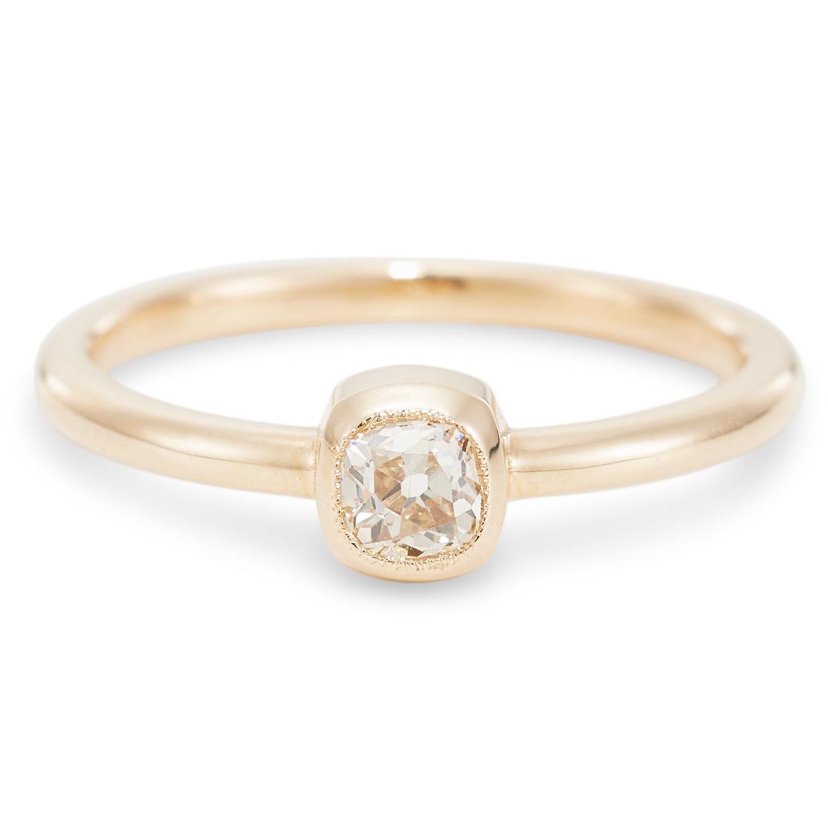 Upcycled Old Mine Cut Diamond Ring, 0.29 Carats