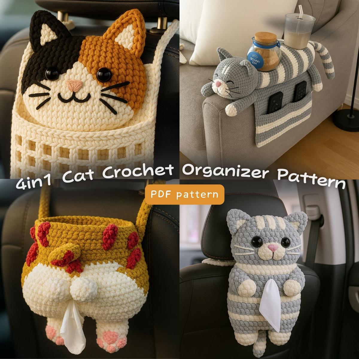4in1 Cat Crochet Organizer Crochet Pattern