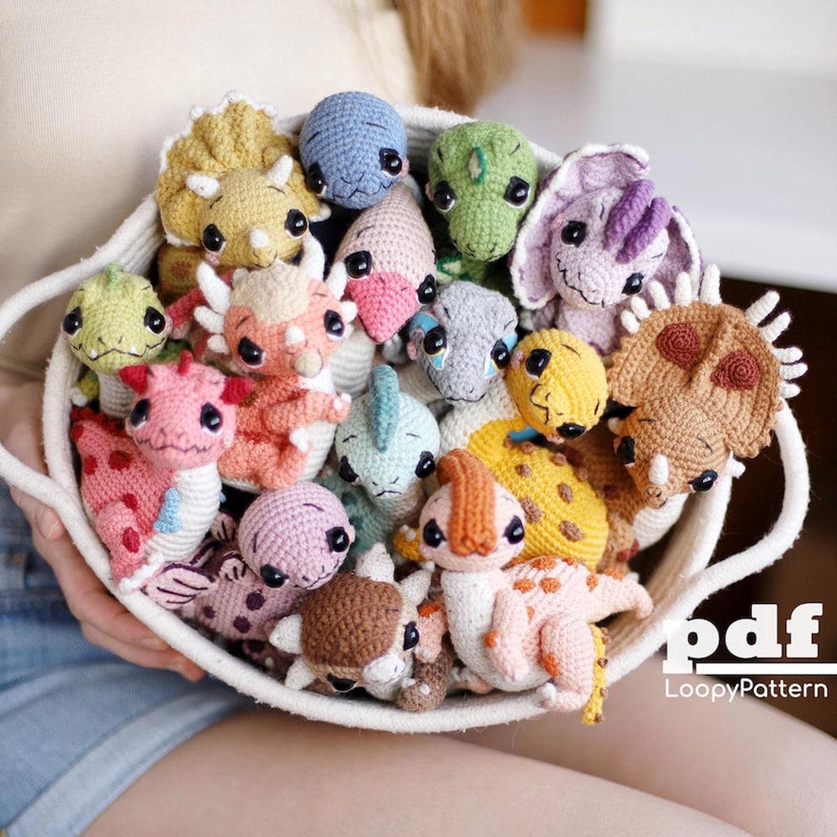 15 in 1 Crochet pattern dinosaurs bundle amigurumi pdf tutorial, cute dino crochet collection, diy toy for baby
