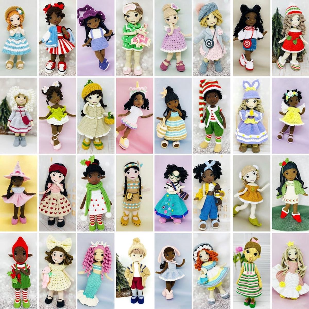 Amigurumi Doll Crochet Pattern Bundle, 32 in 1 (PDF Pattern)
