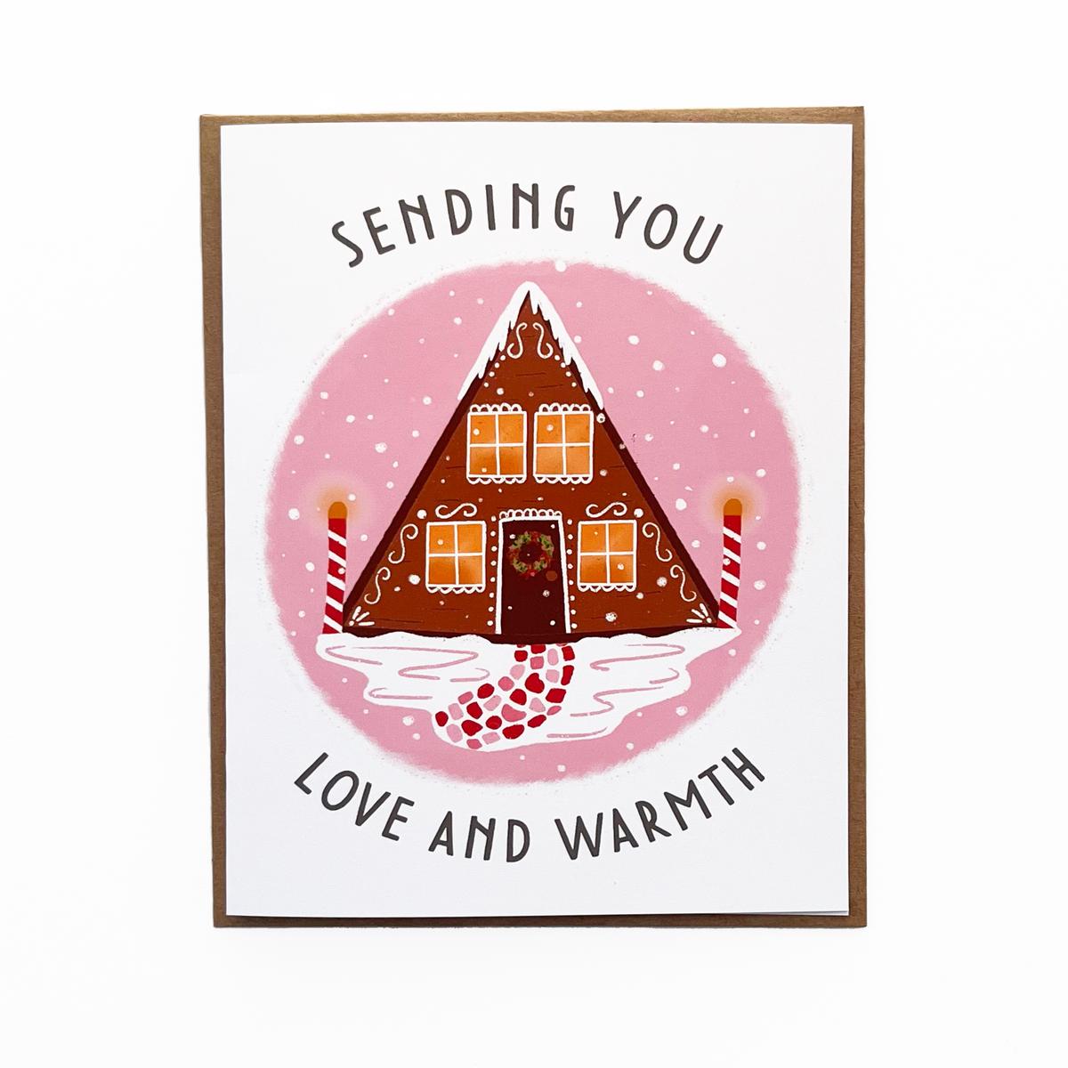 Sending Love & Warmth Holiday Cabin Card