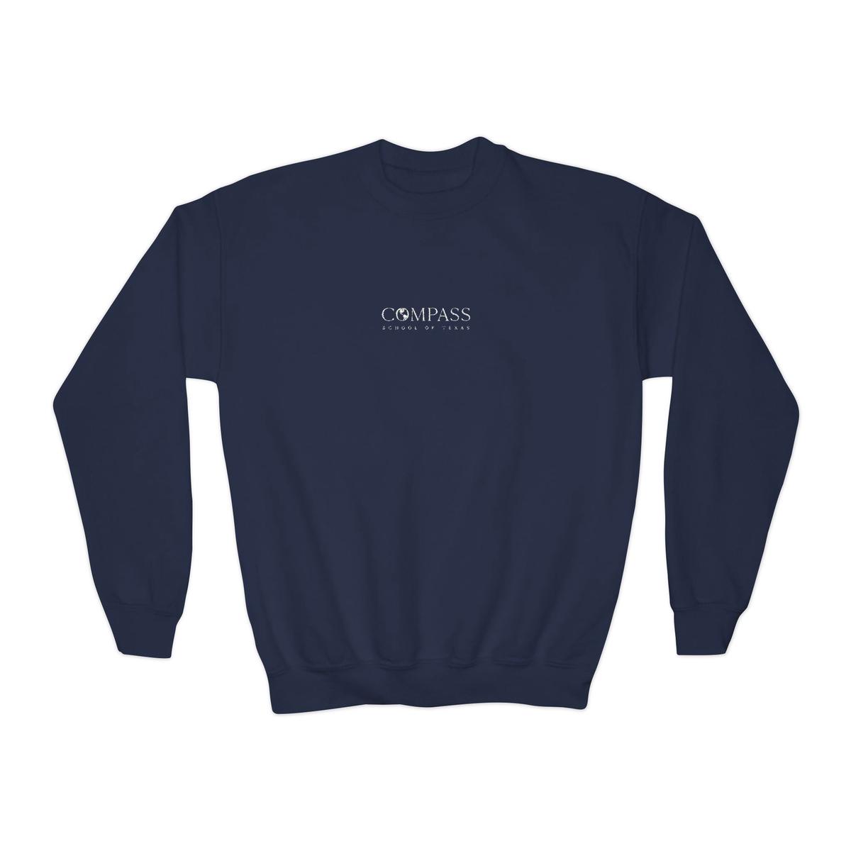 'Minimal 'Compass' Graphic Pullover Youth Crewneck Sweatshirt