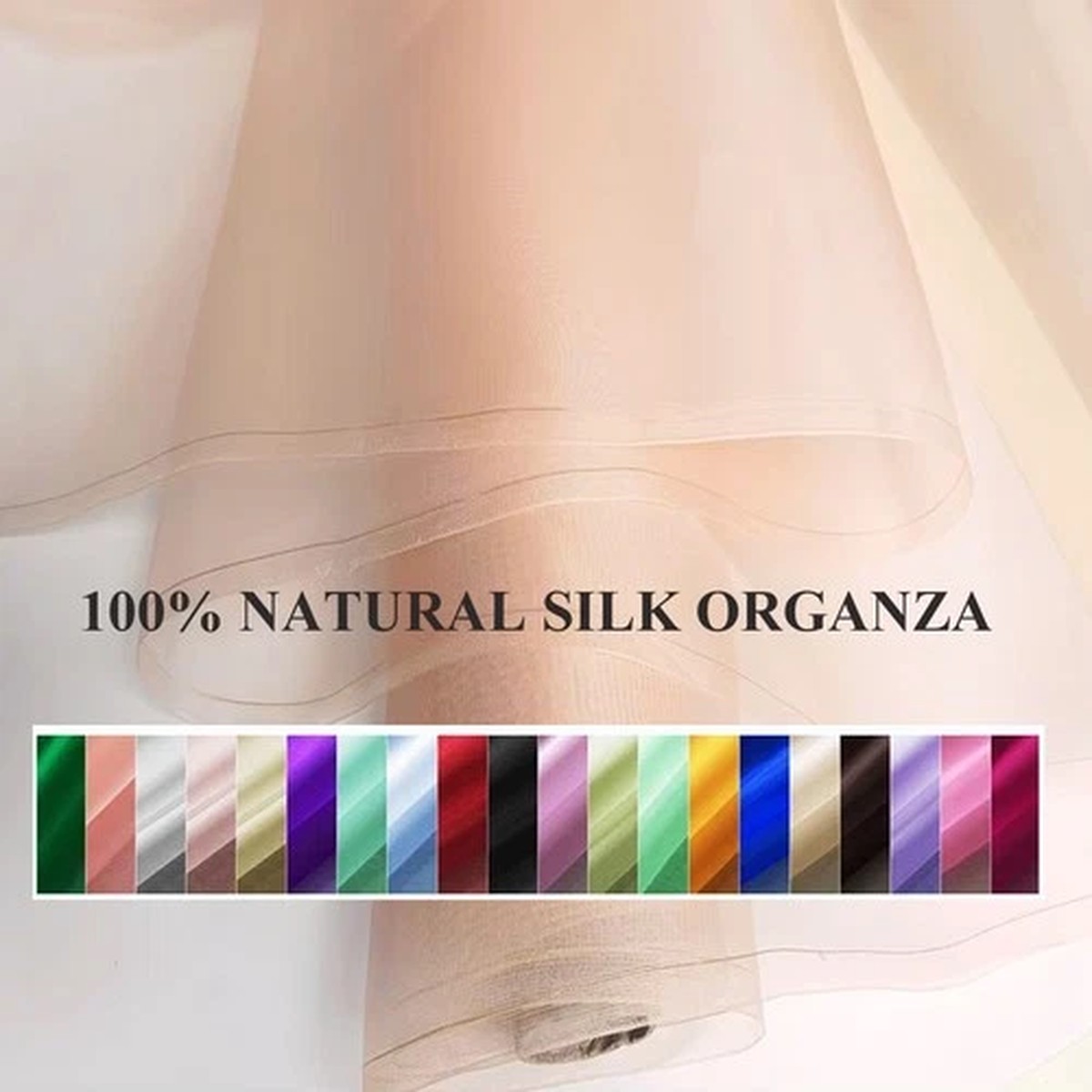 45''Wide By Yard Plain Solid Pure Natural Silk Organza Fabric Gauze For Wedding