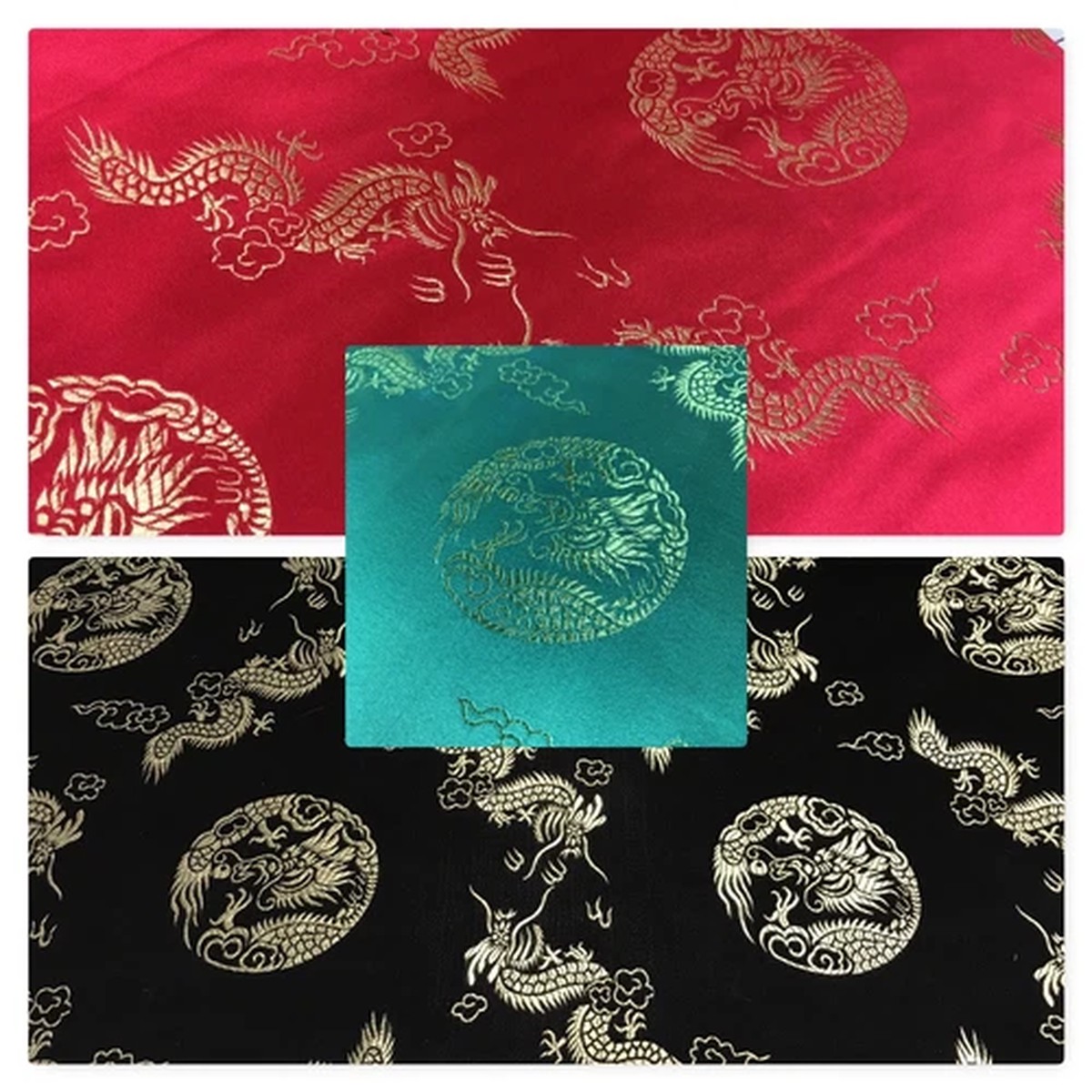 Traditional Oriental Gold Dragon Silk Satin Brocade 45" Wide M60 Mtex