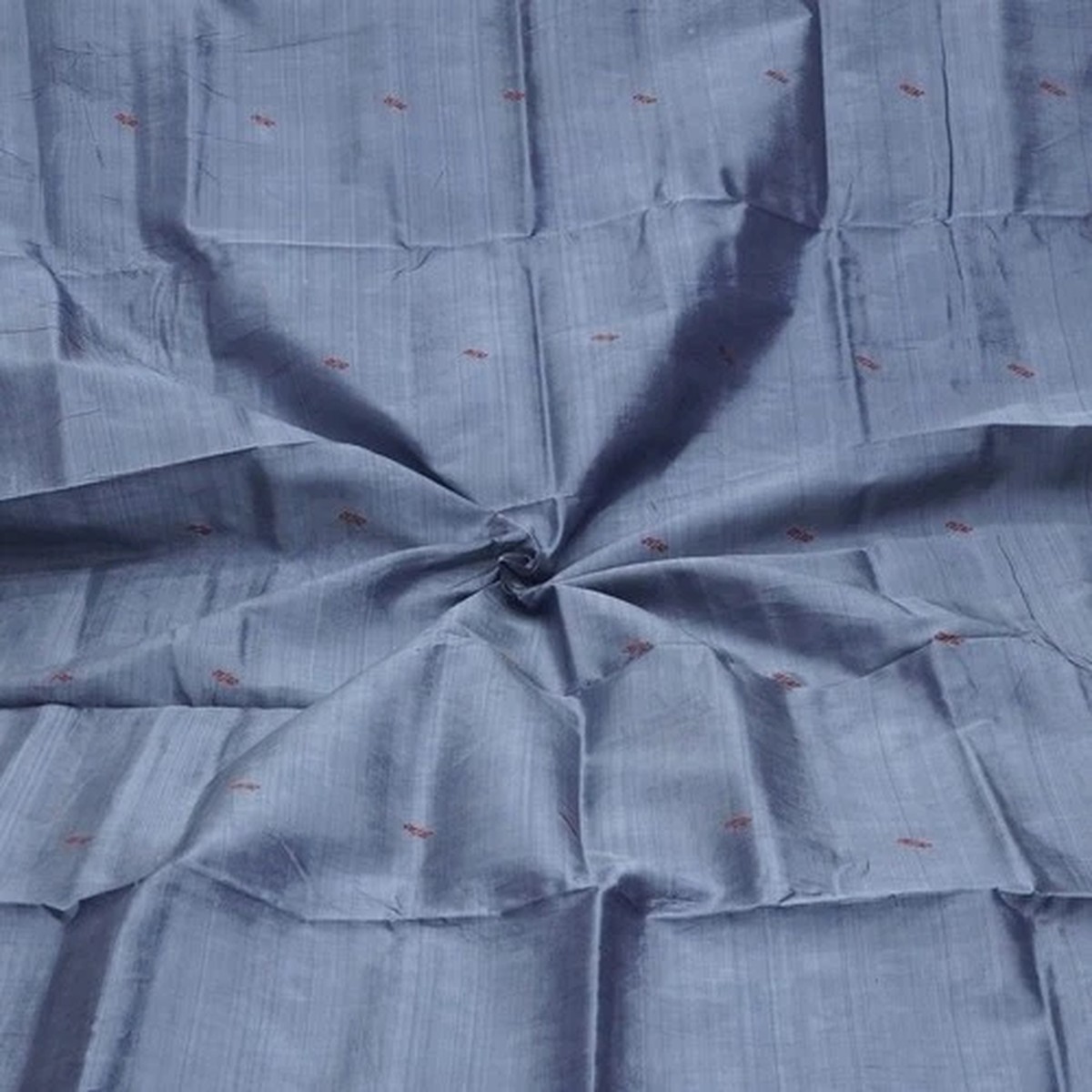 Vintage Slate Gray 100% Pure Silk Handwoven Sari Remnant 5YD Craft Fabric Scrap