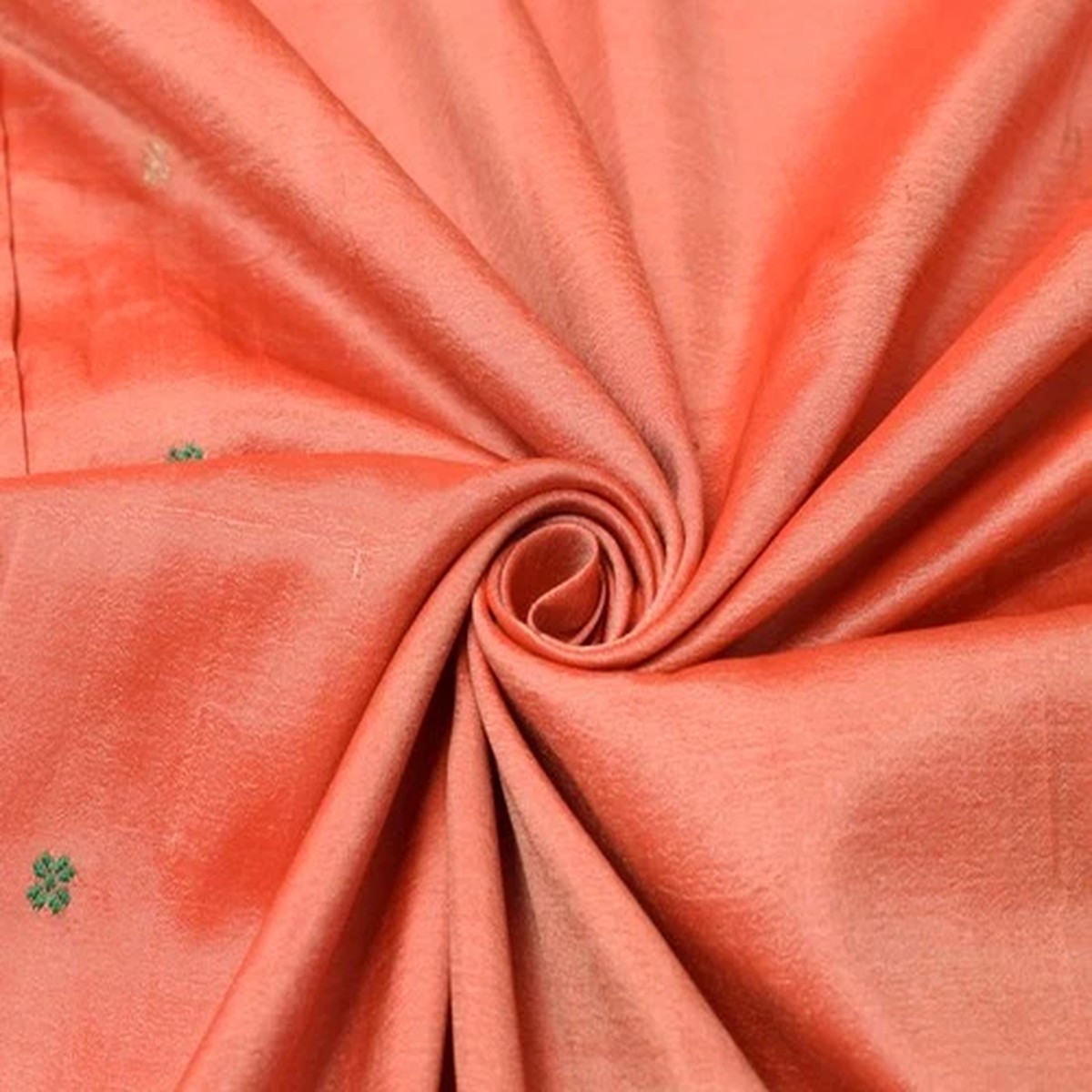 Sushila Vintage Peach Sari Remnant Scrap Pure Silk Hand Woven Soft Craft Fabric