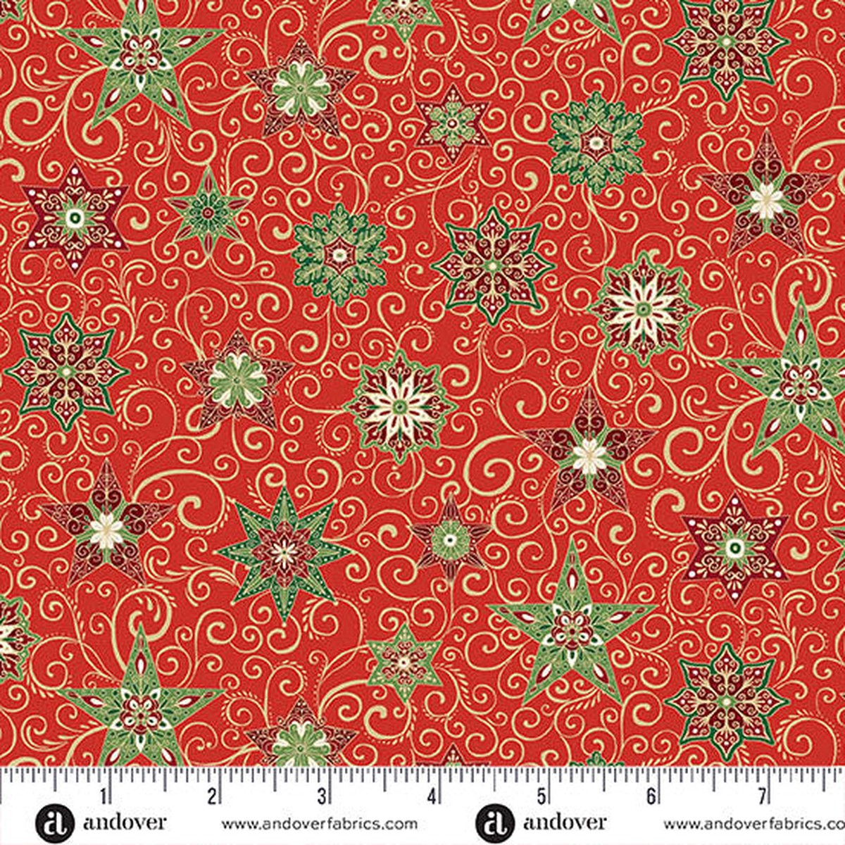 Adorn Star Red 44"/45" Cotton Fabric Per Yard
