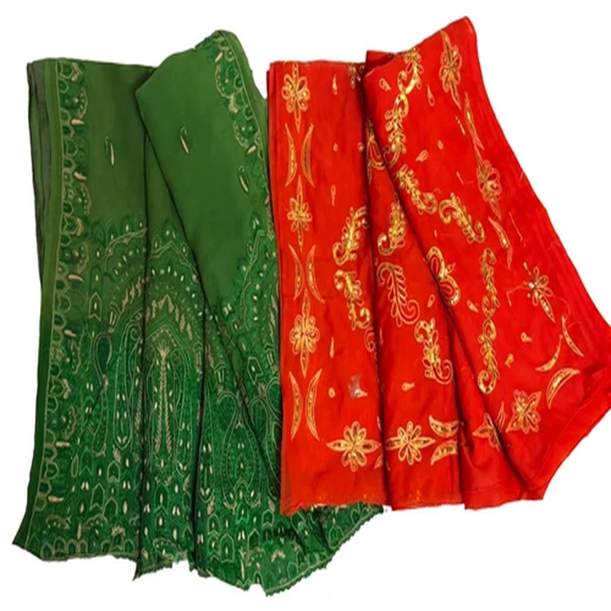 Wedding Fabric 2 Pc Saree Vintage Used Embroidered Sewing Dress Women Wrap Sari