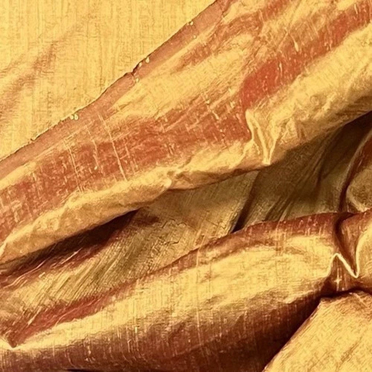 Yellow Gold Red Iridescent 100% silk dupioni fabric 54 wide Sold By The Yard