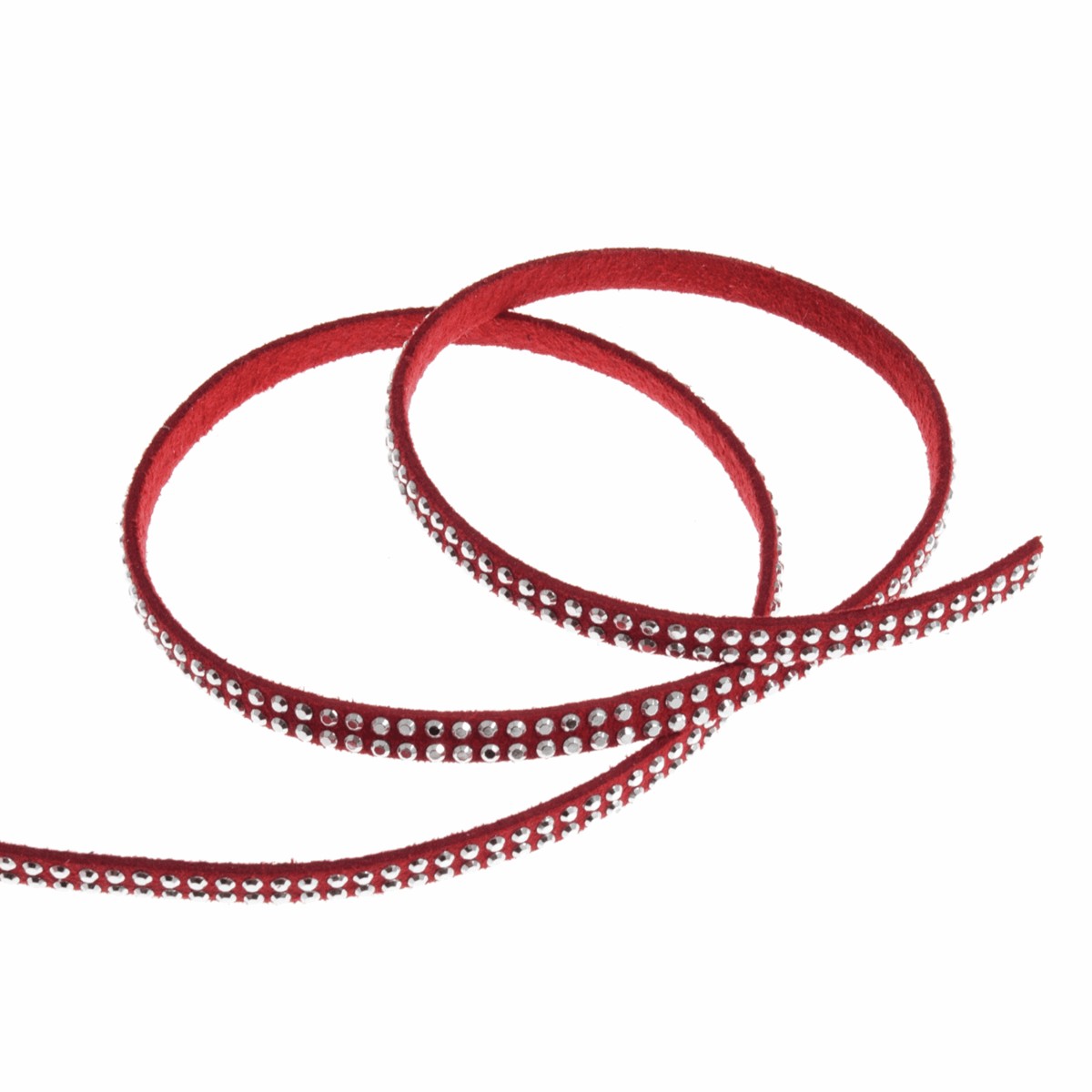 Faux Suede Diamante Trim - Red