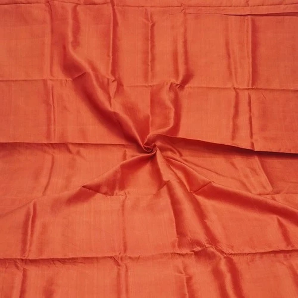 Vintage Vermilion Red 100%Pure Silk Handloom Sari Remnant 5YD Craft Fabric Scrap