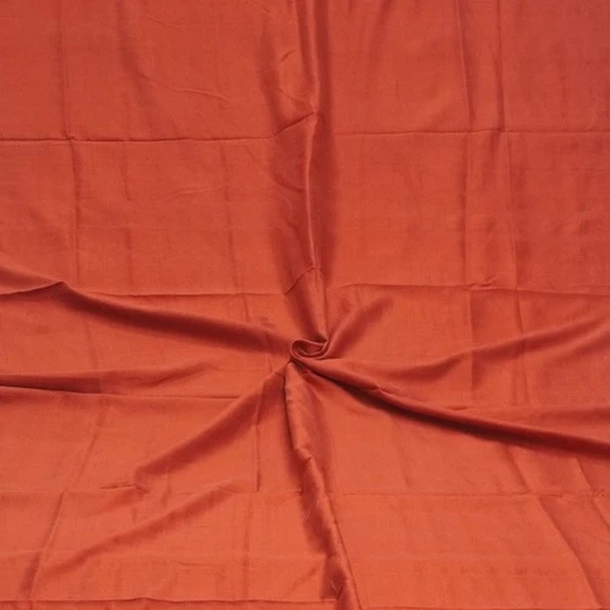Vintage Vermilion Red 100%Pure Silk Handloom Sari Remnant 4YD Craft Fabric Scrap