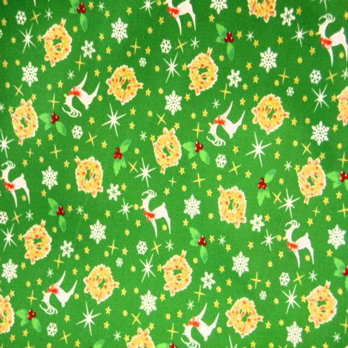Reindeer Wreath Christmas - Cotton Poplin Patchwork