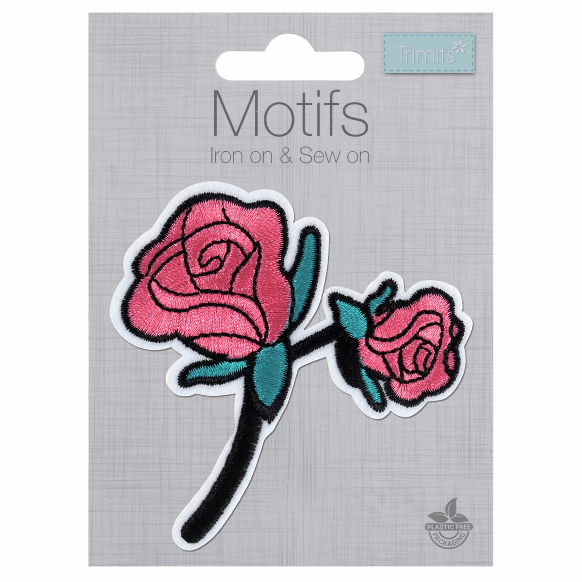 Roses On Stem - Iron -On & Sew-On Patch Motifs