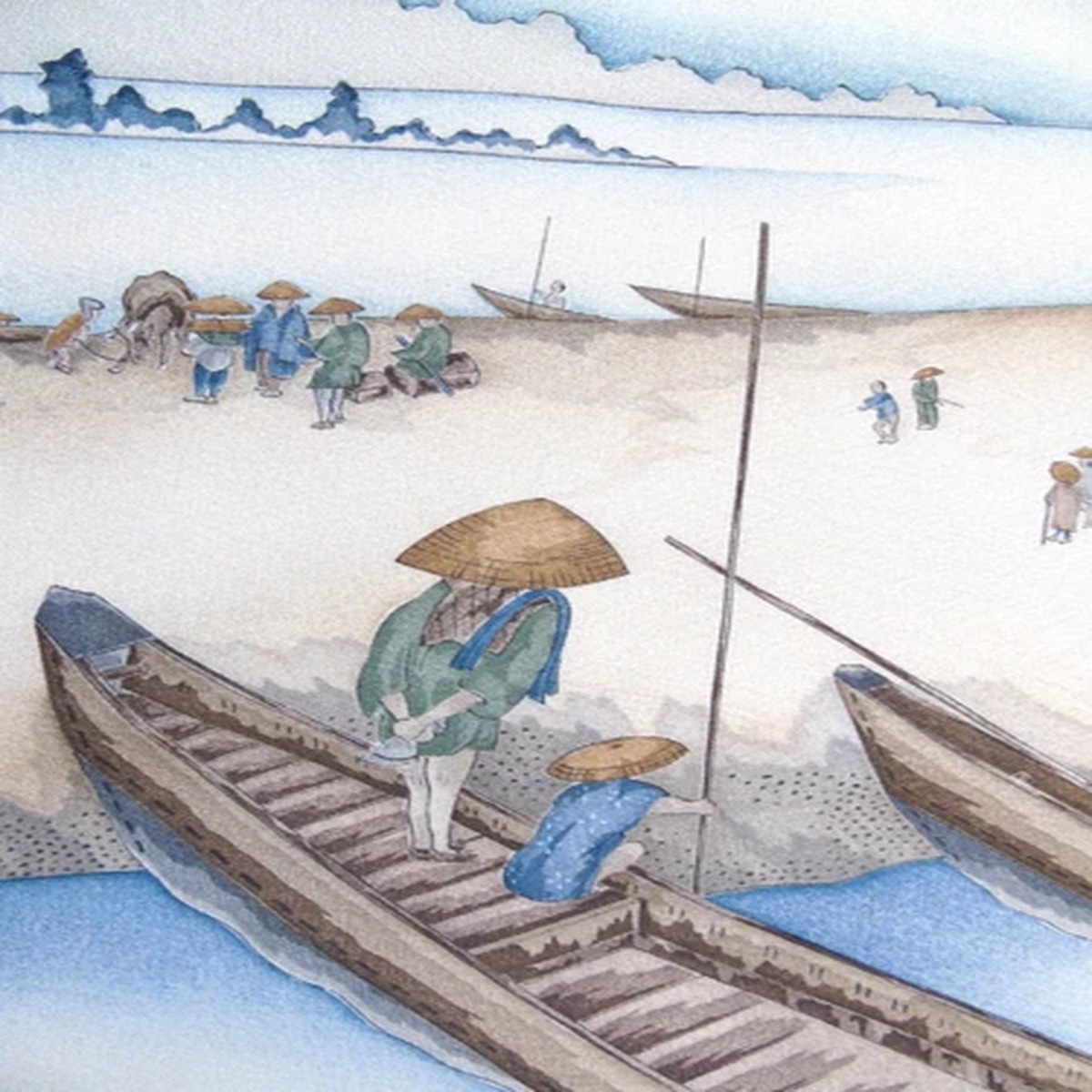 [AYANE] UKIYO-E TOKAIDO MITSUKE STATION - Japanese Silk KIMONO Fabric
