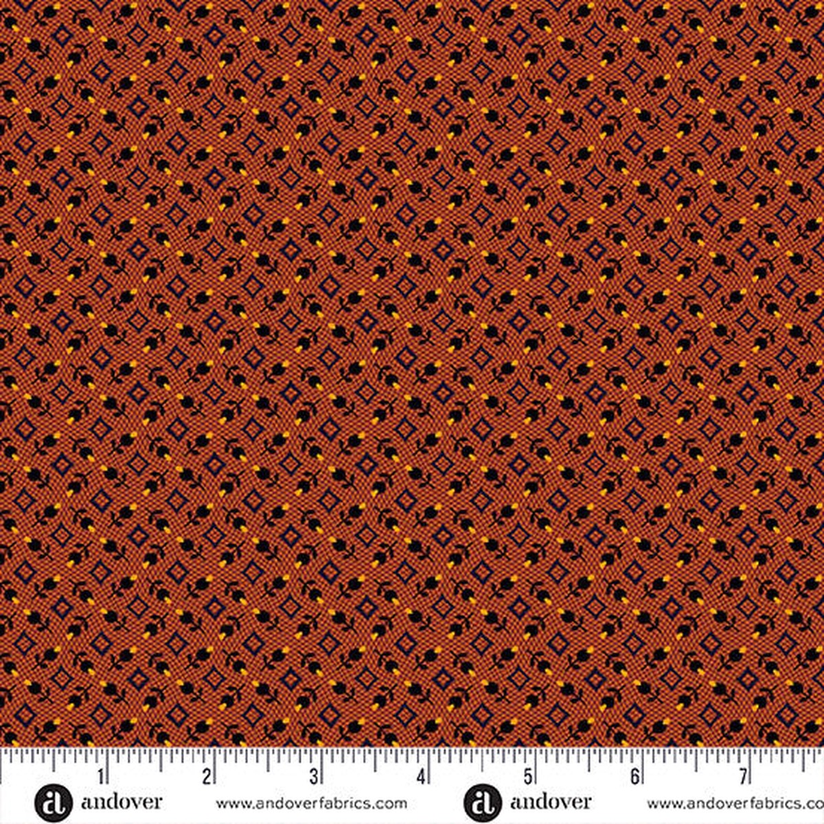 Bud Diamond Orange Nightfall 44"/45" Cotton Fabric Per Yard
