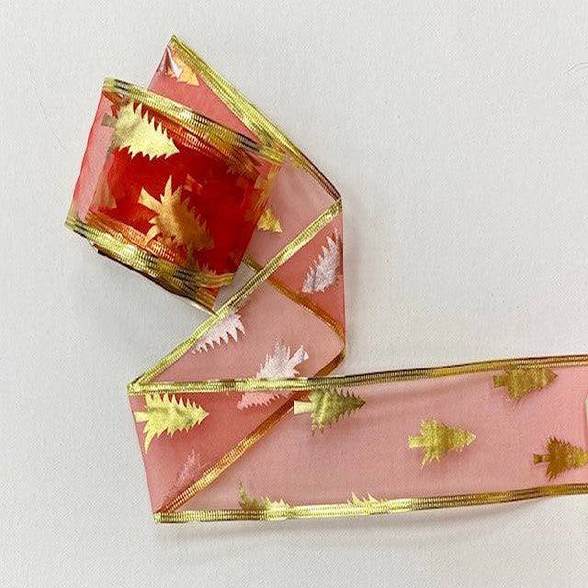 Christmas Wired Edge Organza Ribbon - Xmas Trees (2 MTR REEL)