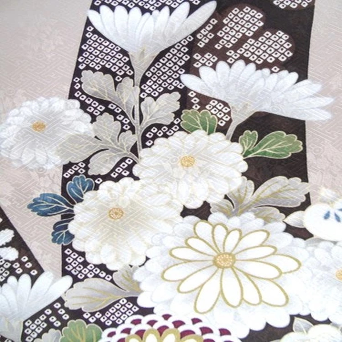 [AYANE] CHRYSANTHMUMS (Sample) - Japanese Silk KIMONO Fabric