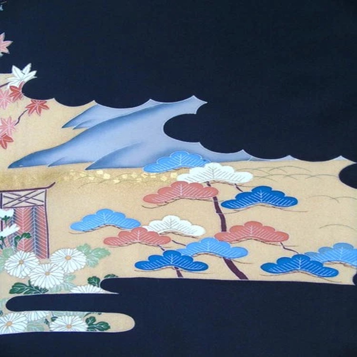[AYANE] GARDEN SCENERY - Japanese Silk KIMONO Fabric