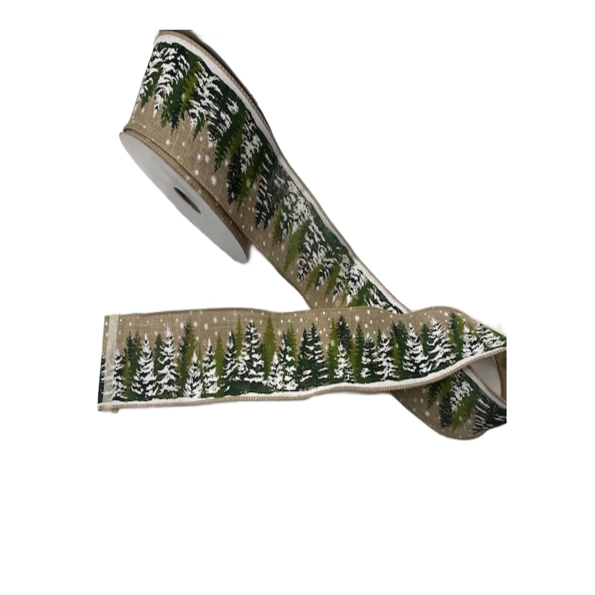 Christmas Ribbon Wire Edged - CHRISTMAS SNOW TREES